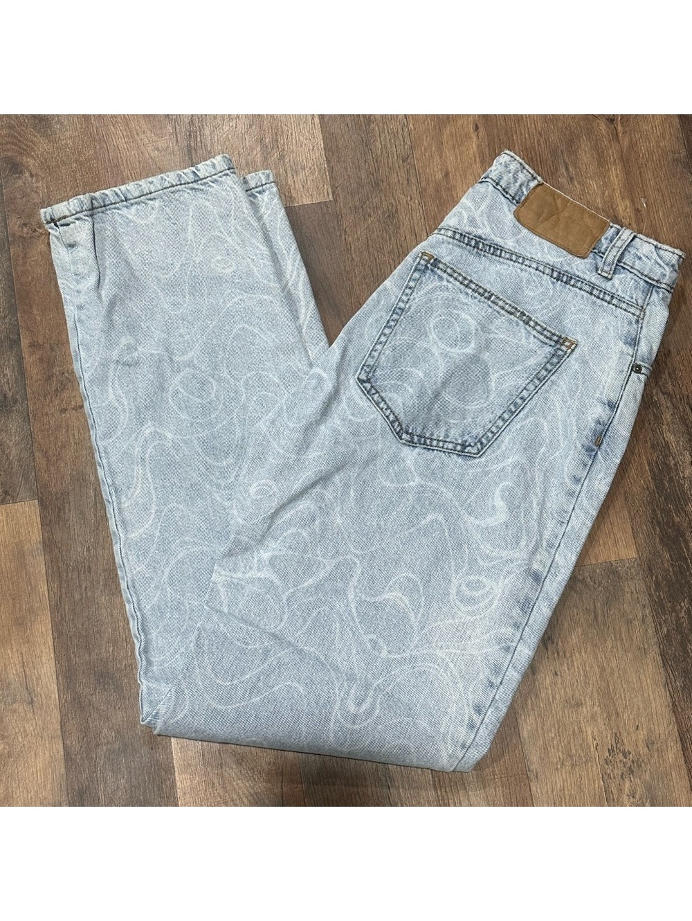 Cotton On Light Blue Patterned Straight Leg Jeans